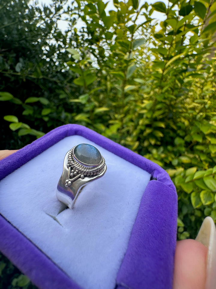 Sterling Silver Blue Fire Labradorite Ring