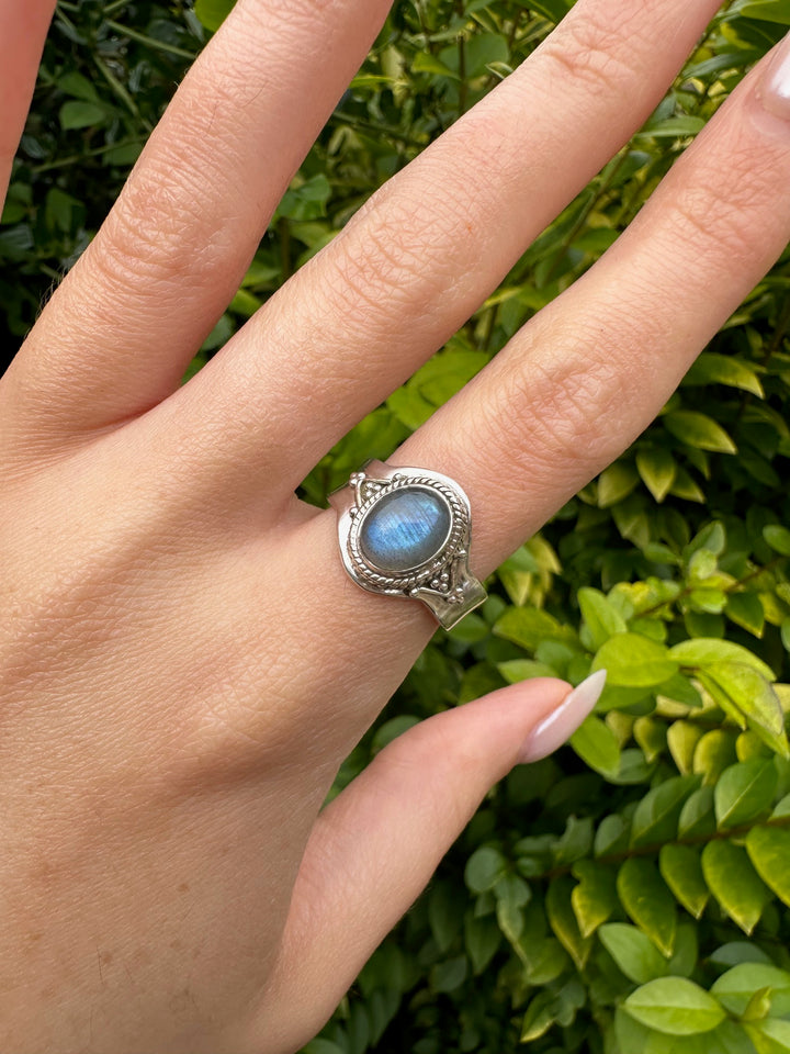 Sterling Silver Blue Fire Labradorite Ring