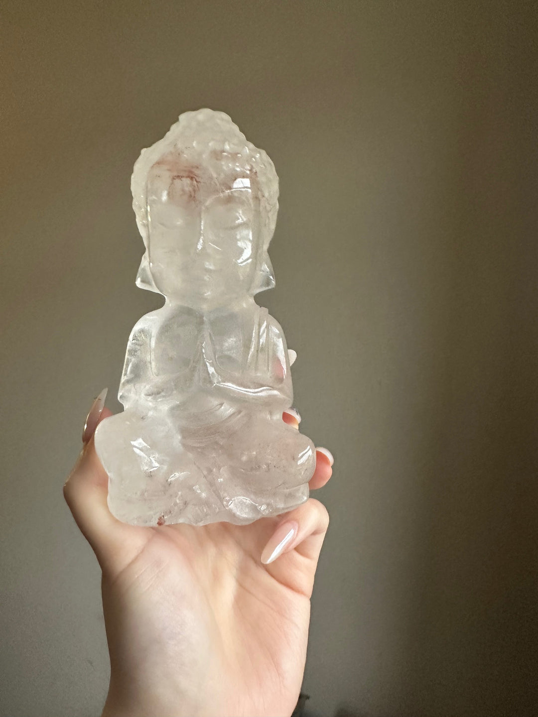 Rare Clear Quartz with Fire Quartz Buddha - Large