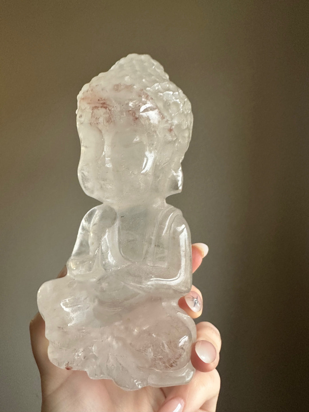 Rare Clear Quartz with Fire Quartz Buddha - Large