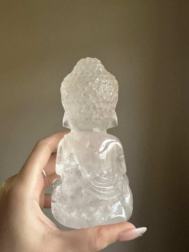 Rare Clear Quartz with Fire Quartz Buddha - Large