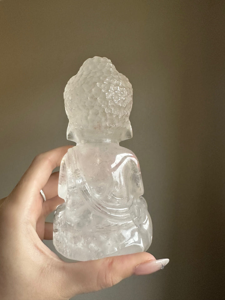 Rare Clear Quartz with Fire Quartz Buddha - Large