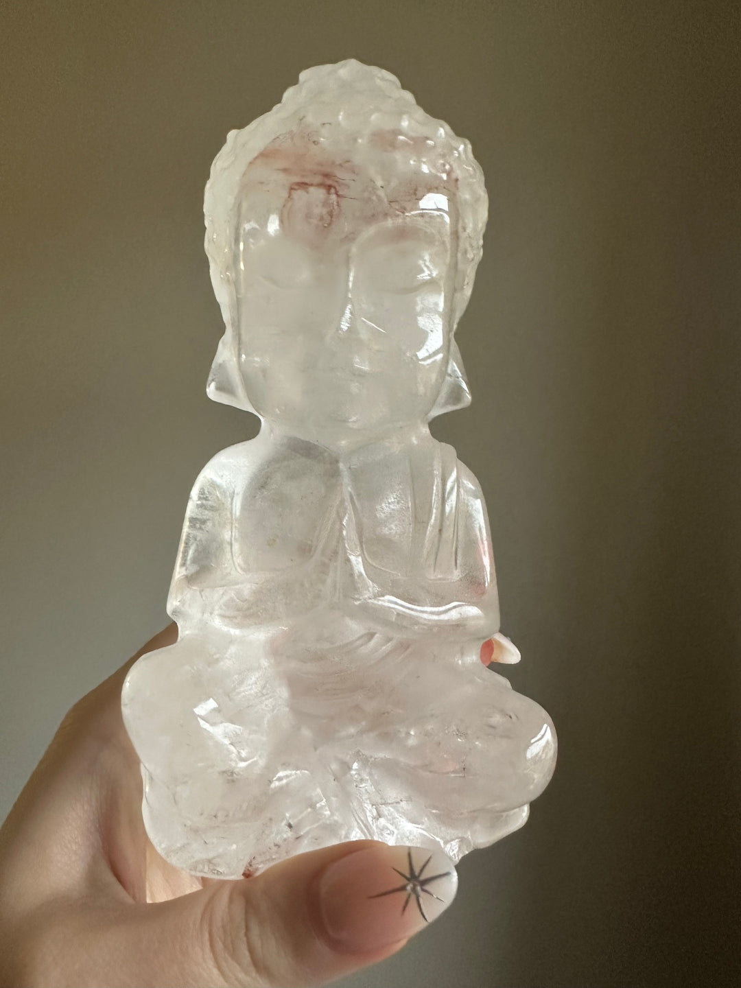 Rare Clear Quartz with Fire Quartz Buddha - Large