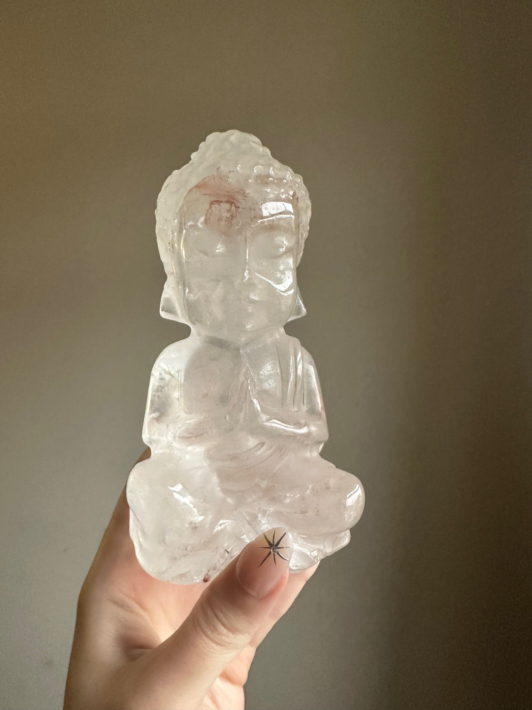 Rare Clear Quartz with Fire Quartz Buddha - Large