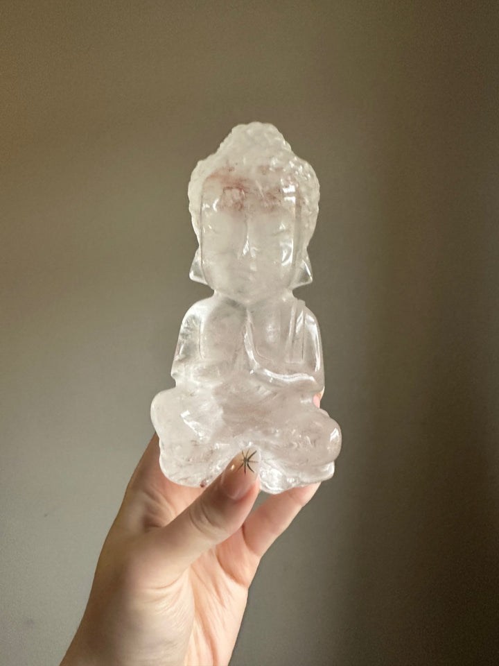 Rare Clear Quartz with Fire Quartz Buddha - Large