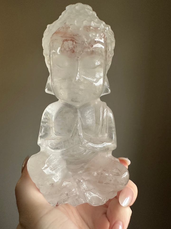 Rare Clear Quartz with Fire Quartz Buddha - Large